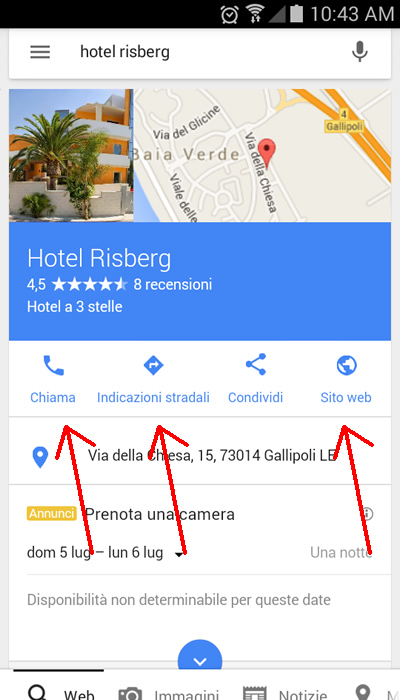 Scheda Google My Business verficata dell’Hotel Risberg