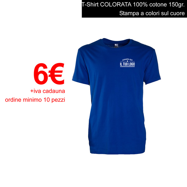 T-shirt manica corta - 100% Cotone 150gr. - Personalizzate a colori - Colorata 6€+iva cadauna