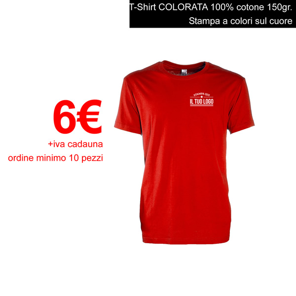 T-shirt manica corta - 100% Cotone 150gr. - Personalizzate a colori - Colorata 6€+iva cadauna