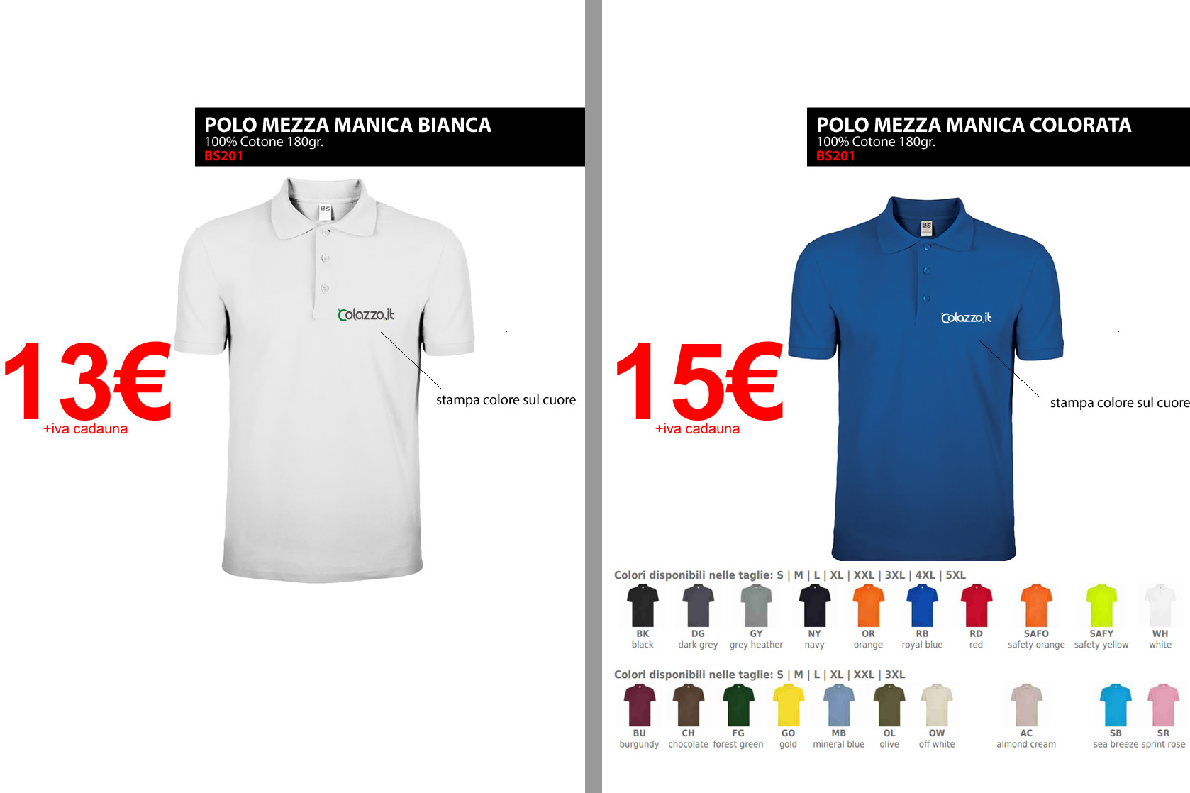 Polo Mezza Manica in Cotone? Scopri la Poloperfetta per l'Estate personalizzata con il tuo Logo a Colori! da Colazzo Srl