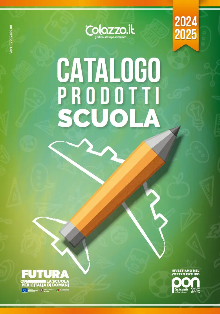Copertina del Catalogo Targhe, Etichette ed altri prodotti per promuovere i progetti PNRR nelle Scuole e negli Enti pubblici